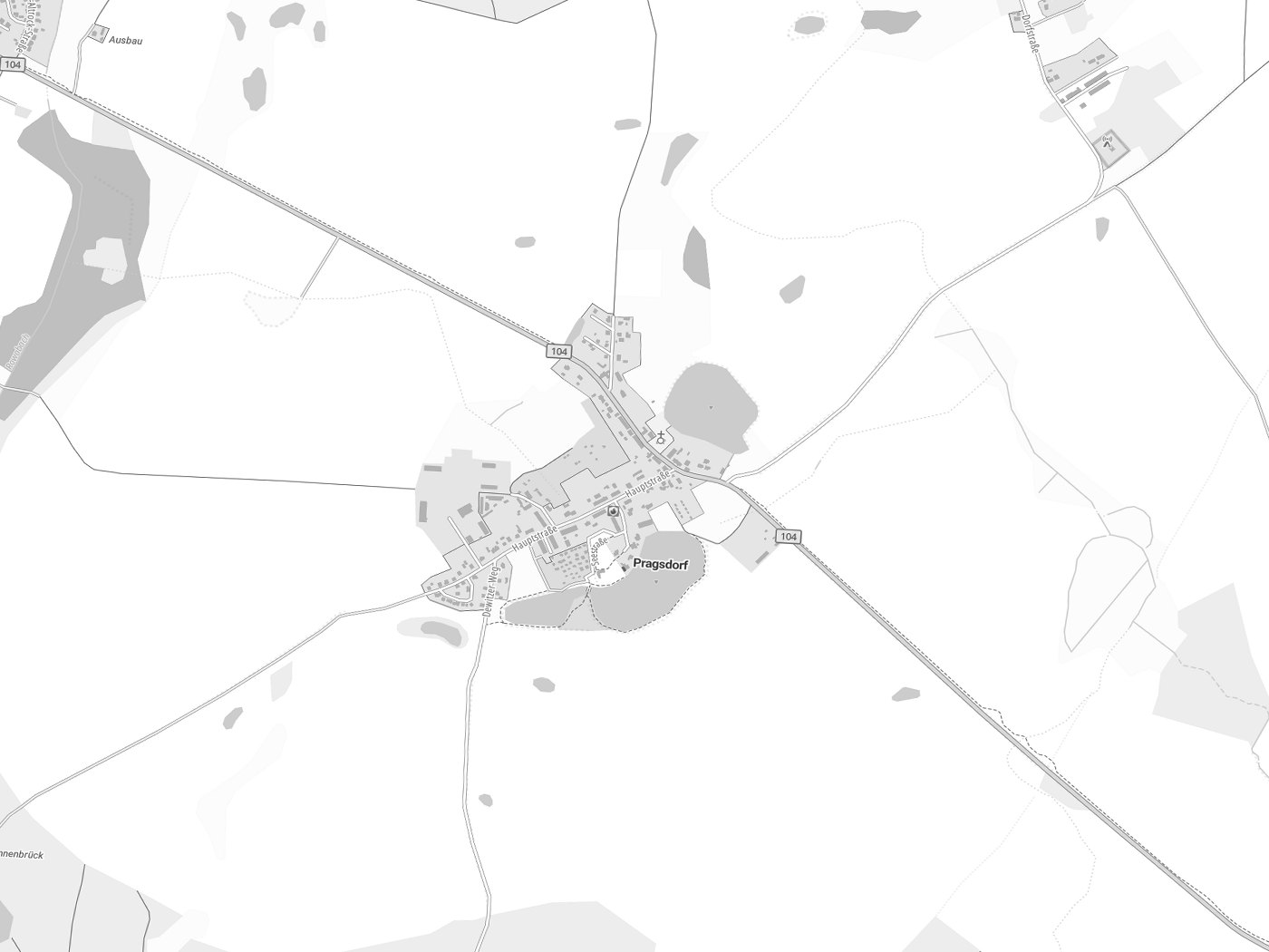Kartenausschnitt Pragsdorf mit Gewässern