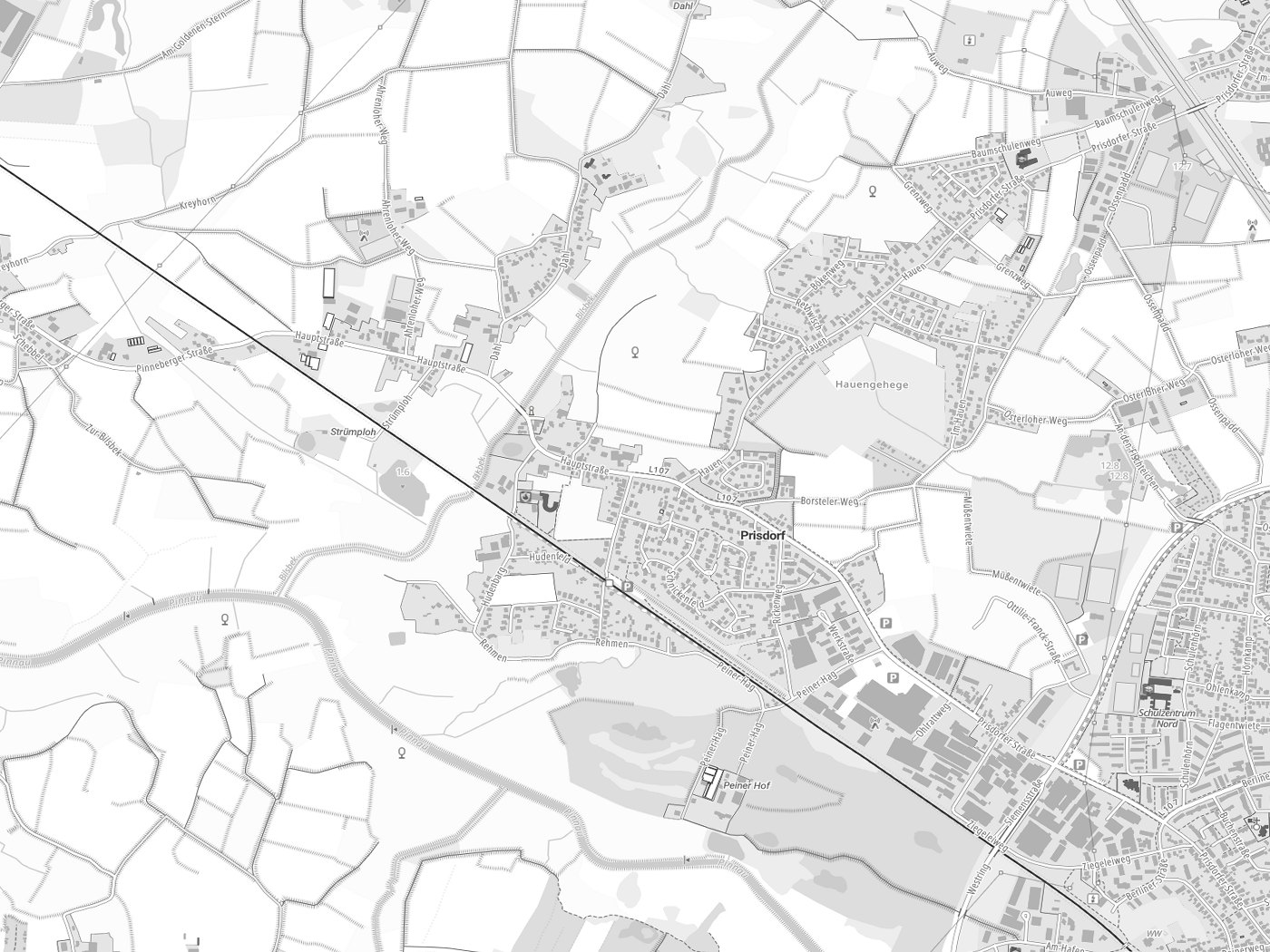Kartenausschnitt Prisdorf mit Gewässern