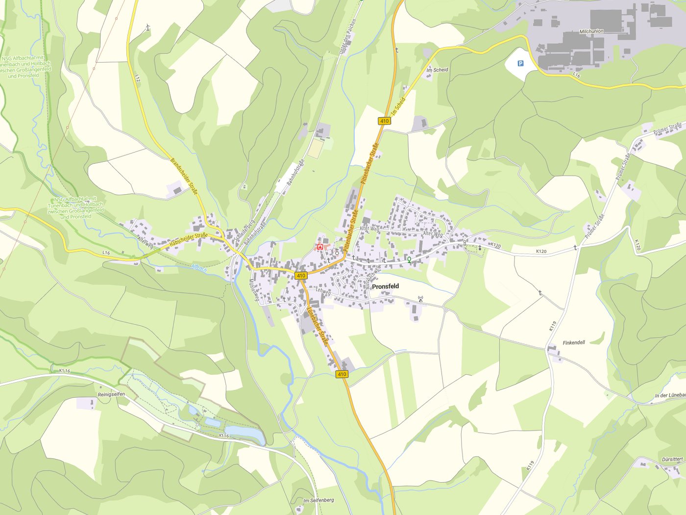Kartenausschnitt Pronsfeld mit Gewässern