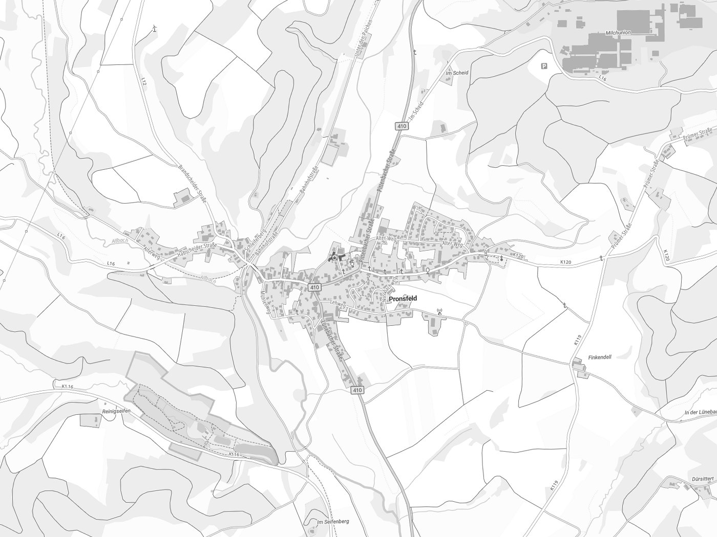 Kartenausschnitt Pronsfeld mit Gewässern