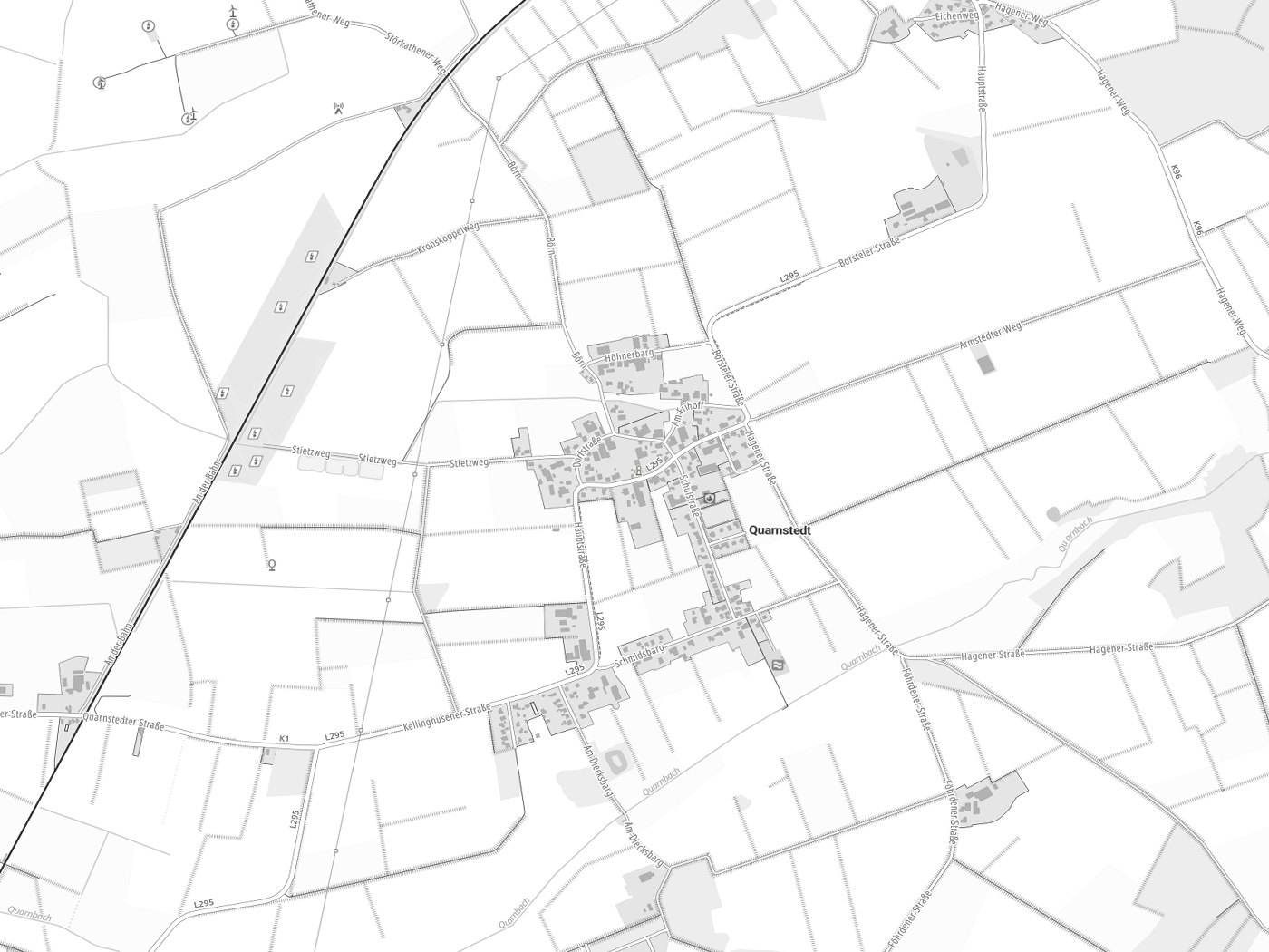 Kartenausschnitt Quarnstedt mit Gewässern