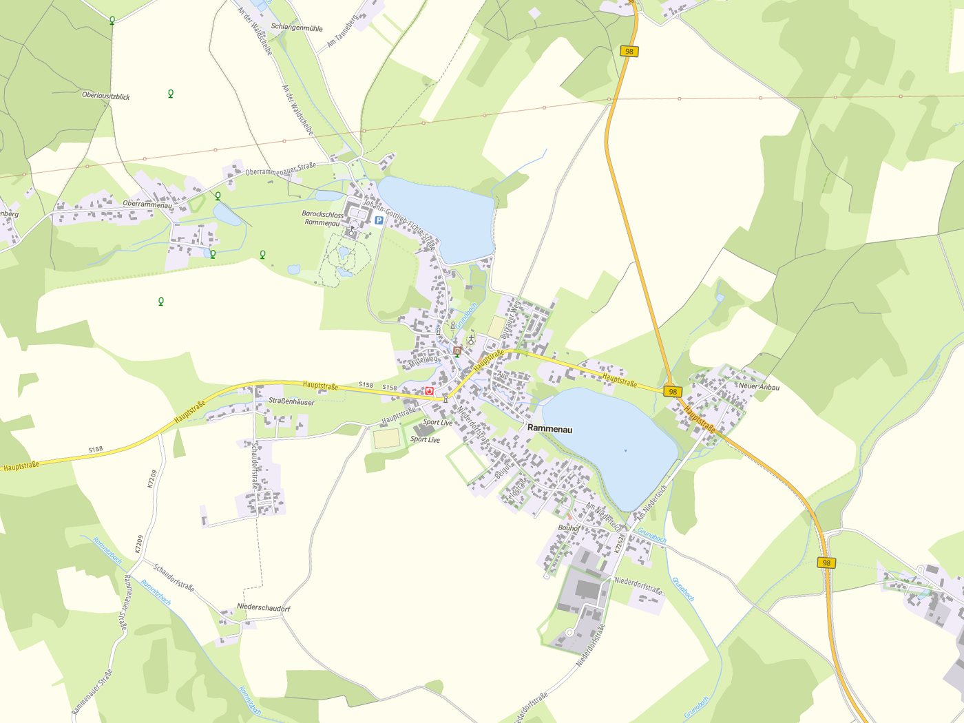 Kartenausschnitt Rammenau mit Gewässern