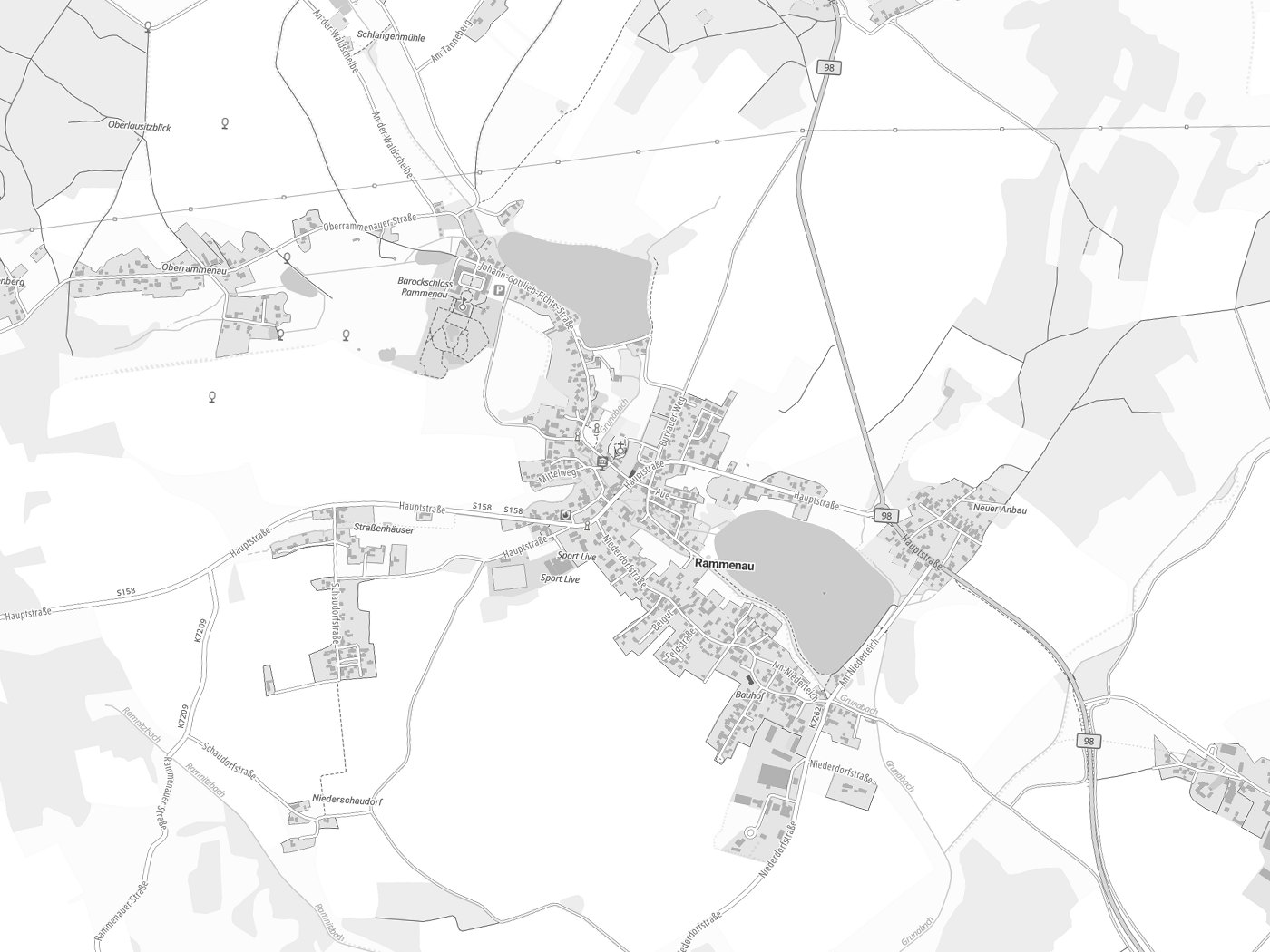 Kartenausschnitt Rammenau mit Gewässern