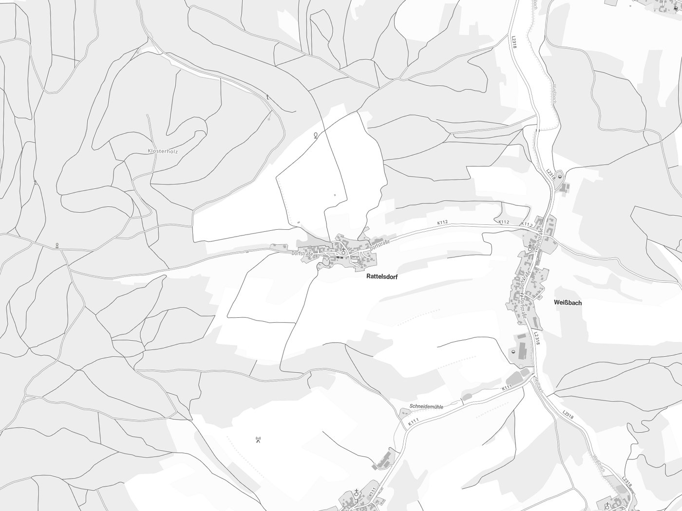 Kartenausschnitt Rattelsdorf mit Gewässern