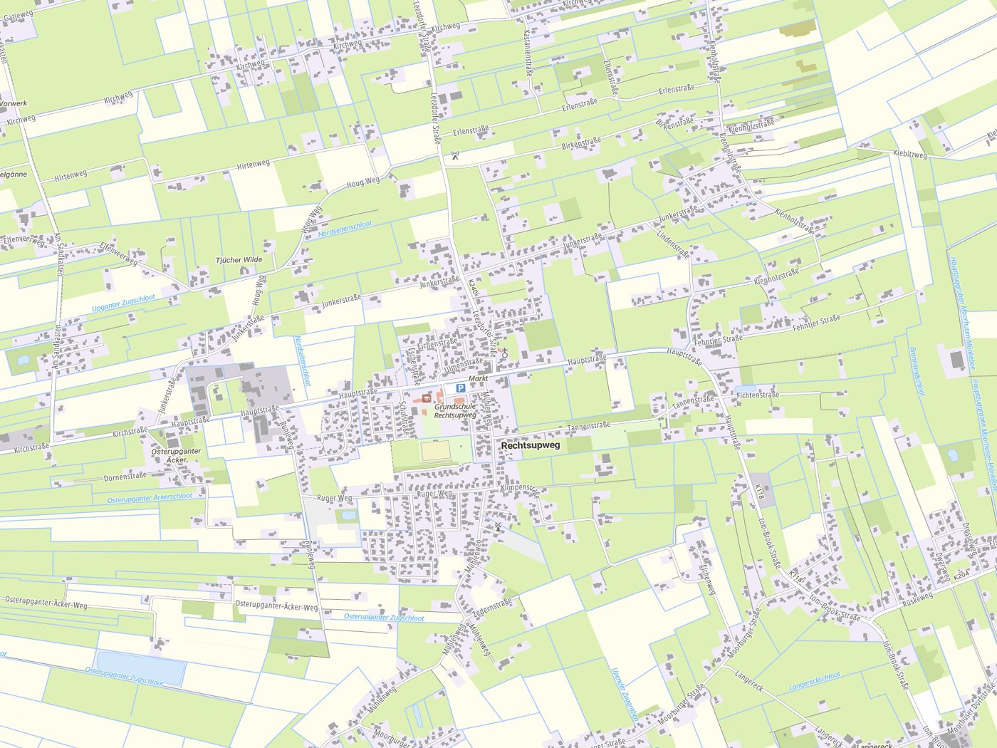 Kartenausschnitt Rechtsupweg mit Gewässern