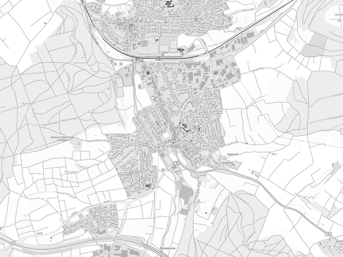 Kartenausschnitt Remchingen mit Gewässern