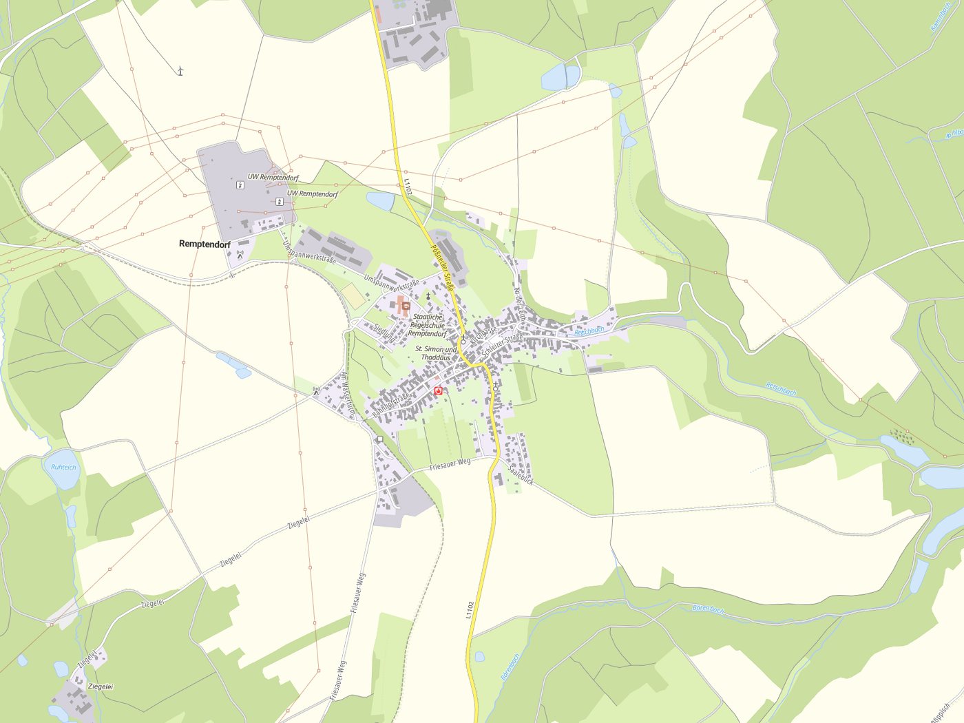 Kartenausschnitt Remptendorf mit Gewässern