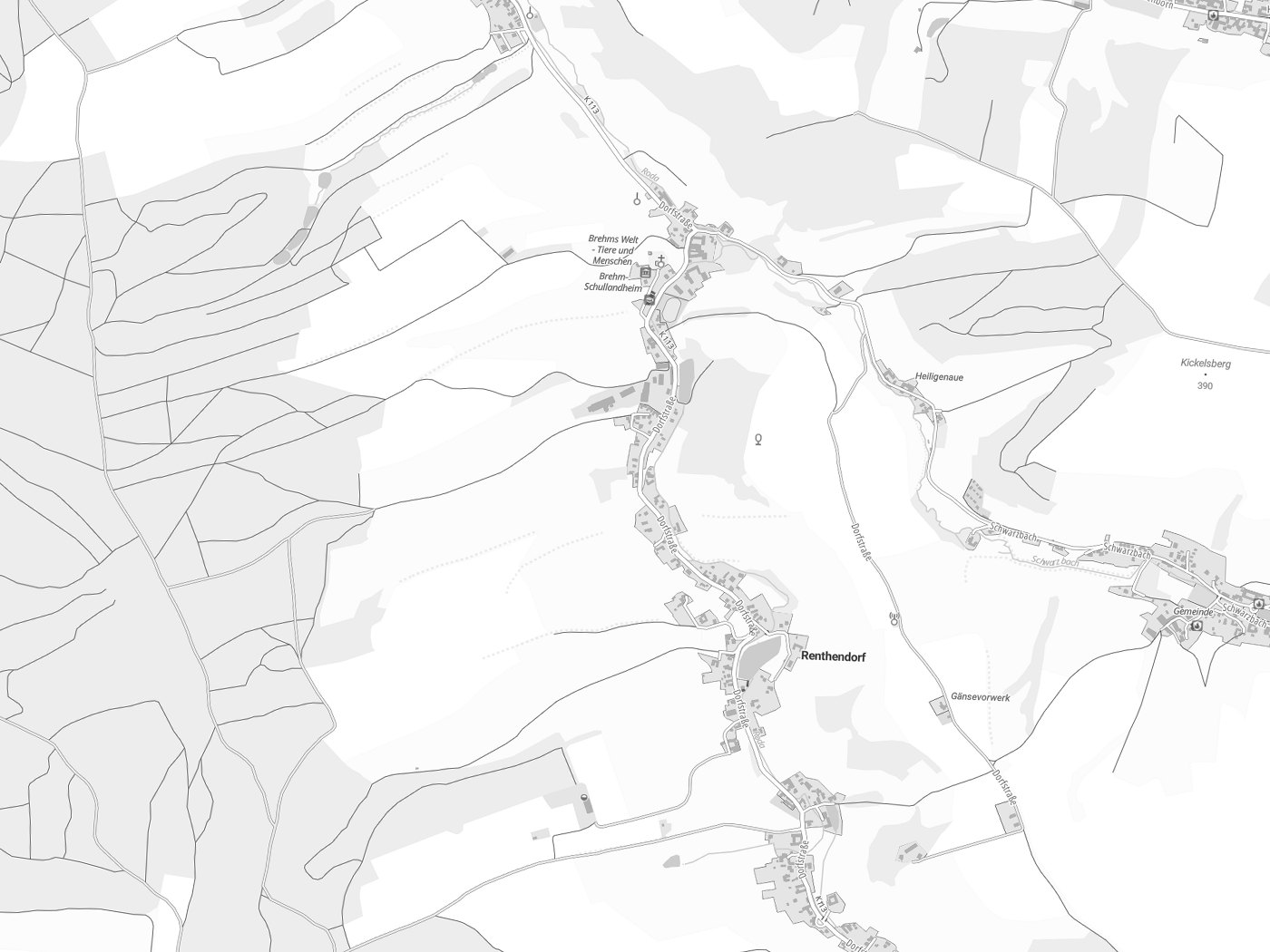 Kartenausschnitt Renthendorf mit Gewässern