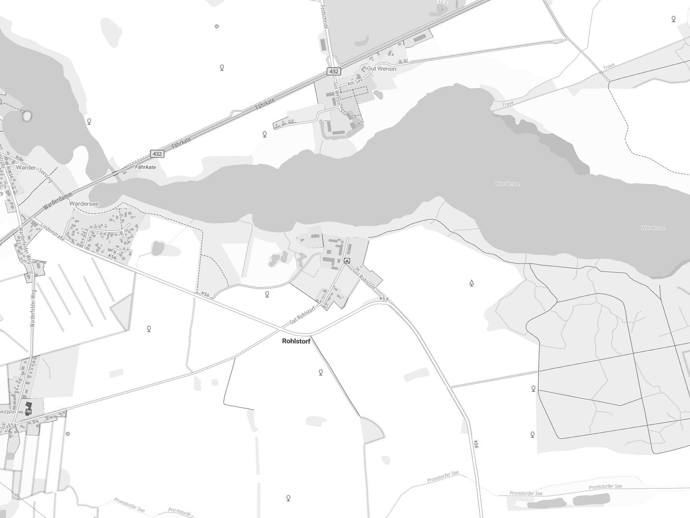 Kartenausschnitt Rohlstorf mit Gewässern