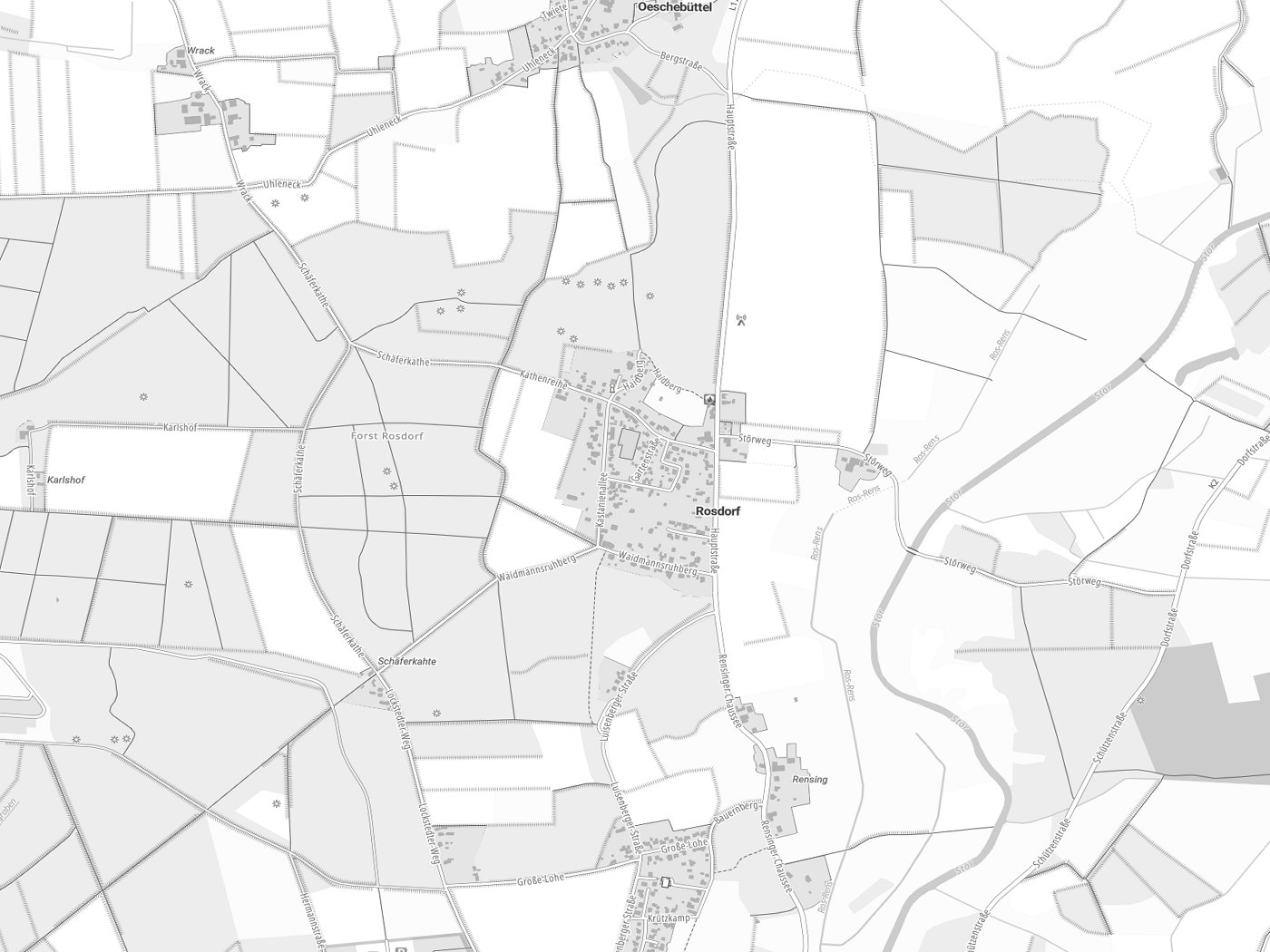 Kartenausschnitt Rosdorf mit Gewässern