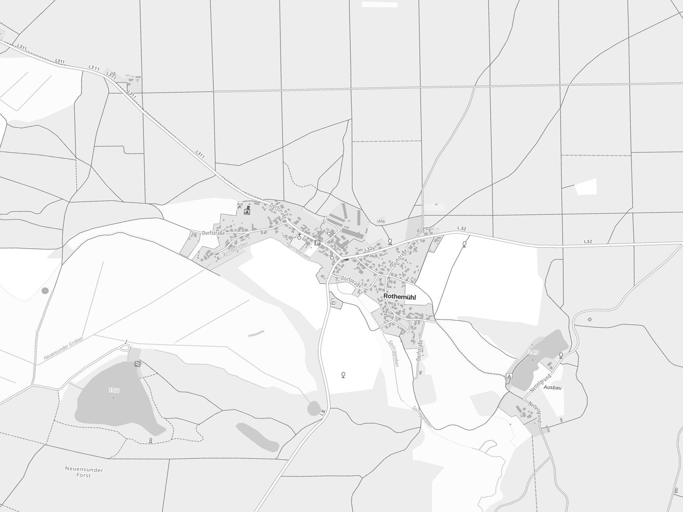 Kartenausschnitt Rothemühl mit Gewässern