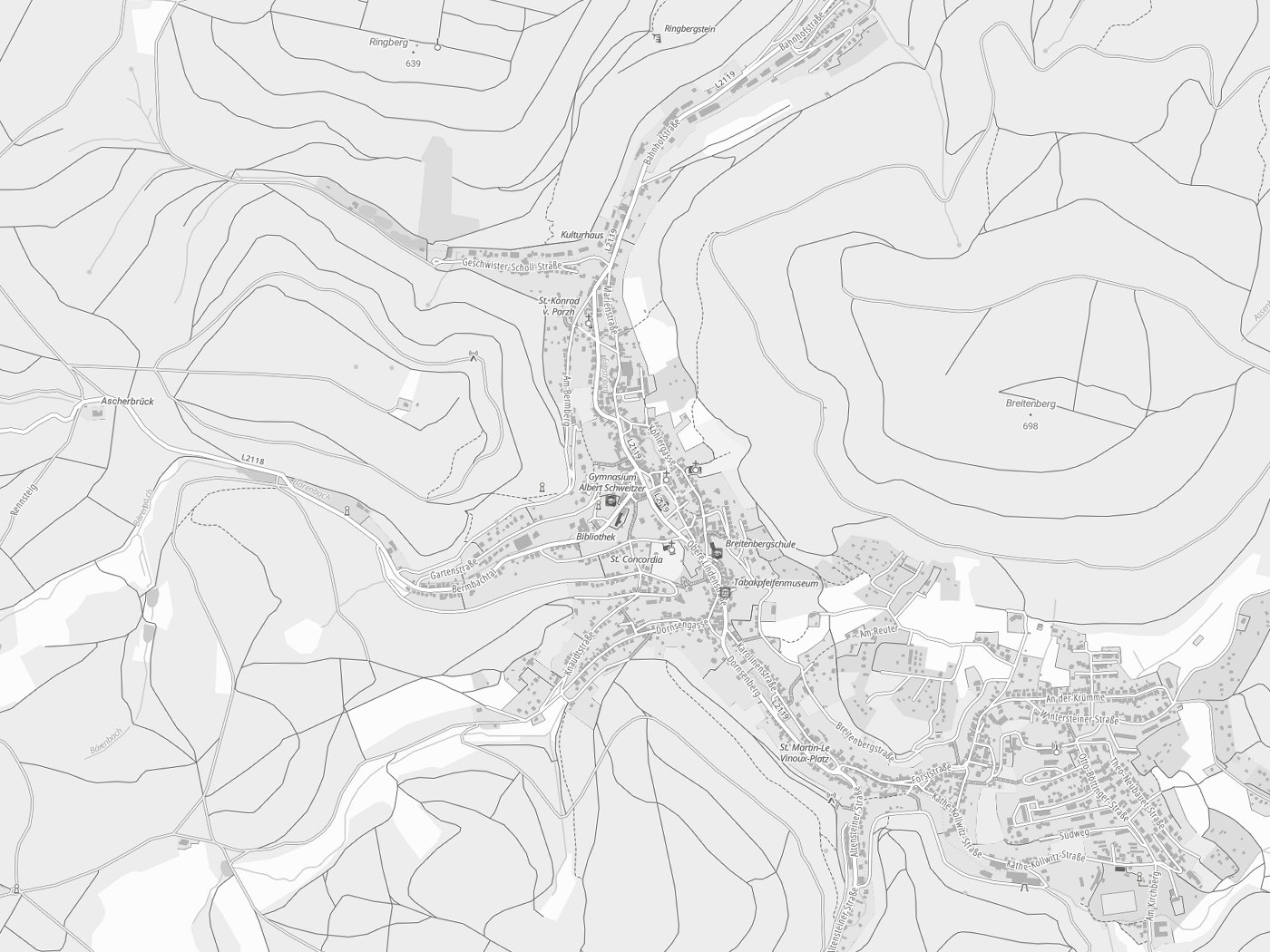 Kartenausschnitt Ruhla mit Gewässern