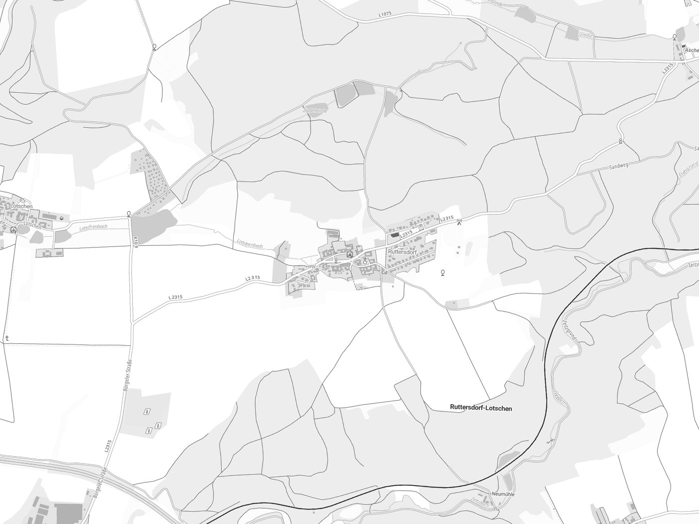 Kartenausschnitt Ruttersdorf-Lotschen mit Gewässern