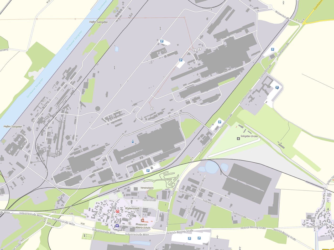 Kartenausschnitt Salzgitter mit Gewässern