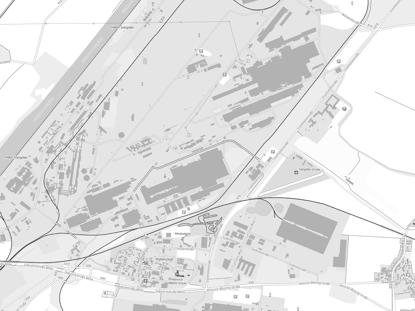 Kartenausschnitt Salzgitter mit Gewässern