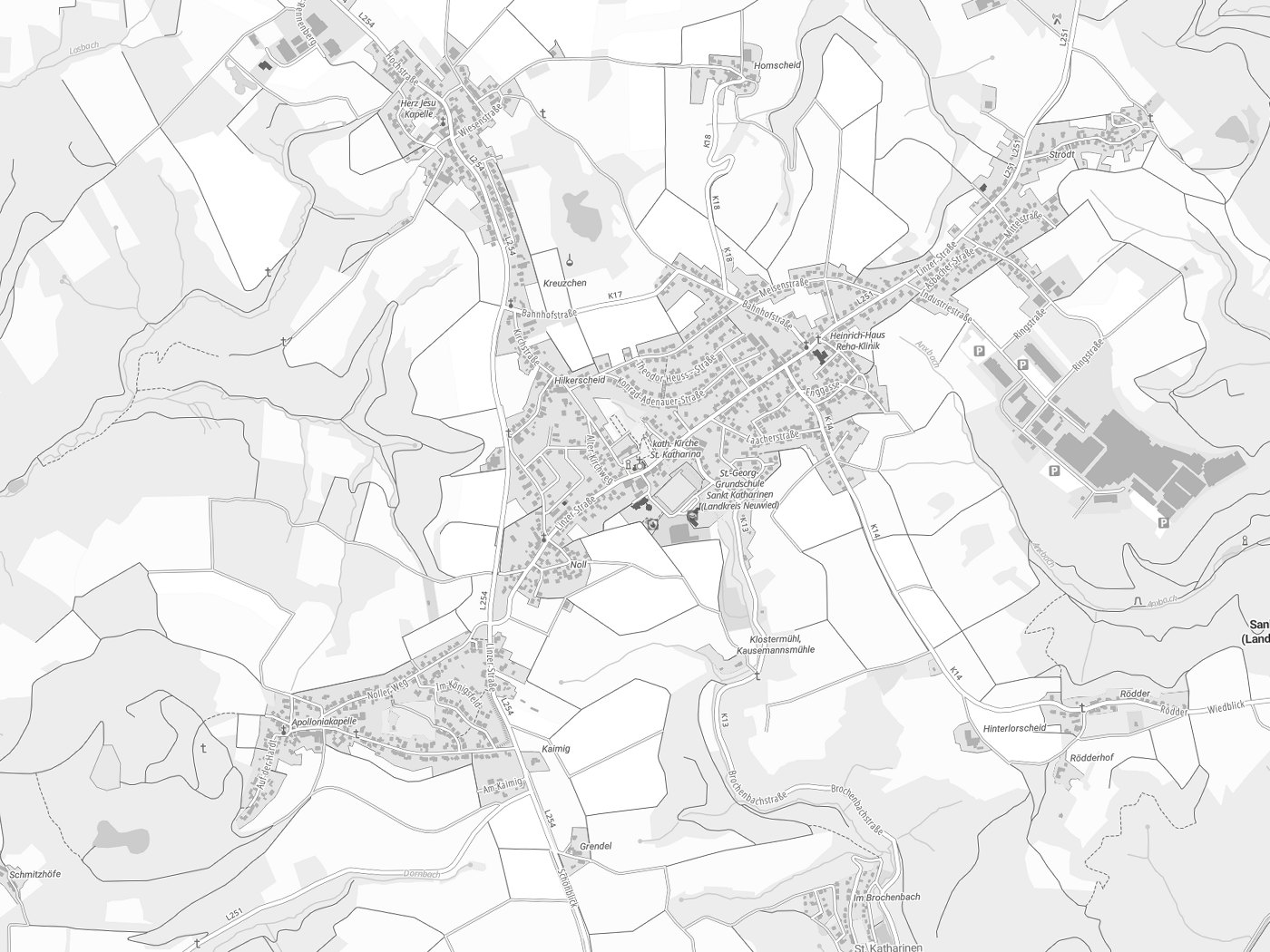 Kartenausschnitt Sankt Katharinen (Landkreis Neuwied) mit Gewässern