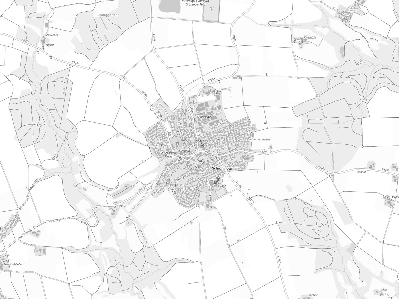 Kartenausschnitt Schechingen mit Gewässern