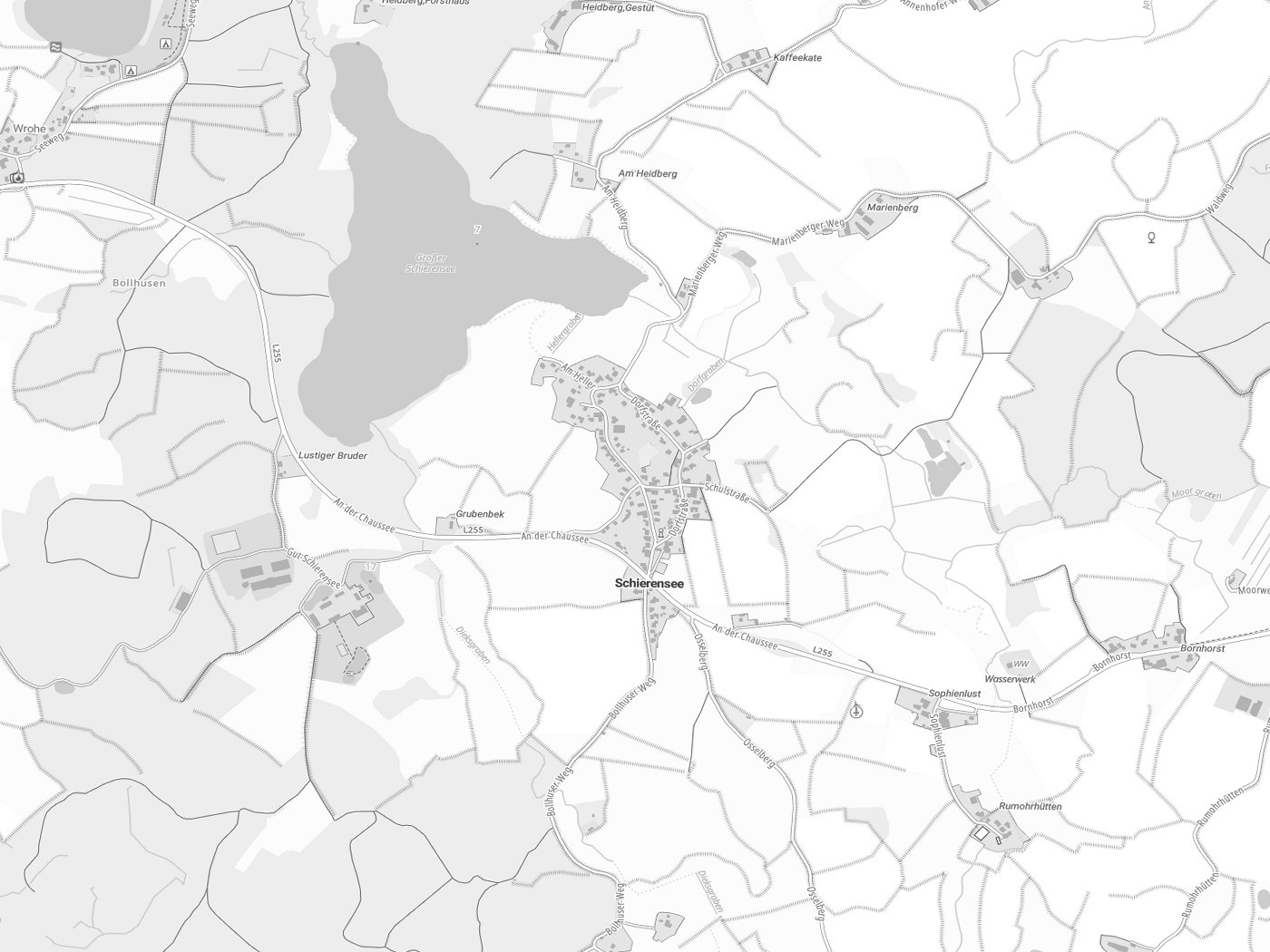 Kartenausschnitt Schierensee mit Gewässern