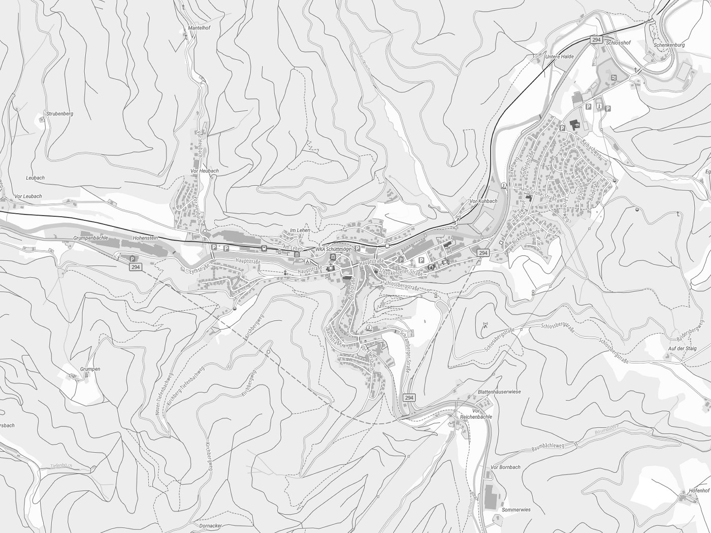 Kartenausschnitt Schiltach mit Gewässern
