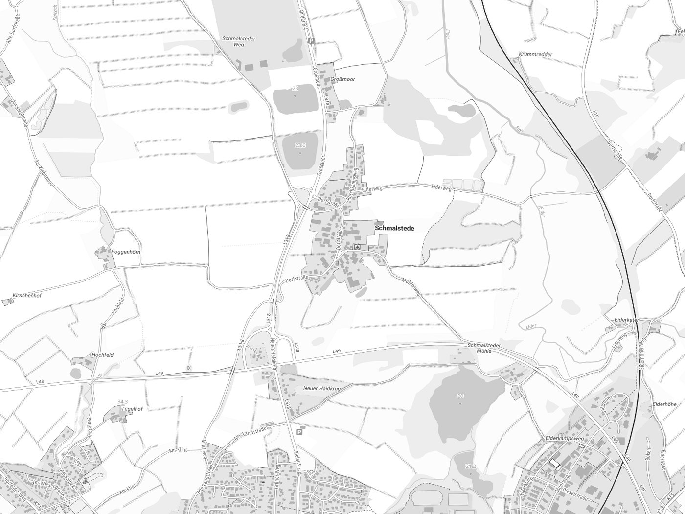Kartenausschnitt Schmalstede mit Gewässern