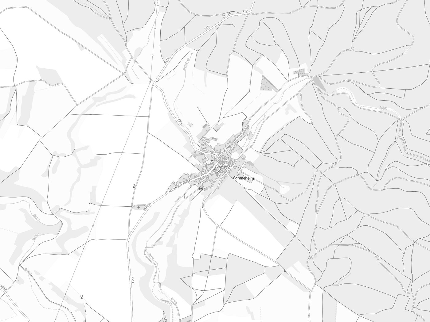 Kartenausschnitt Schmeheim mit Gewässern
