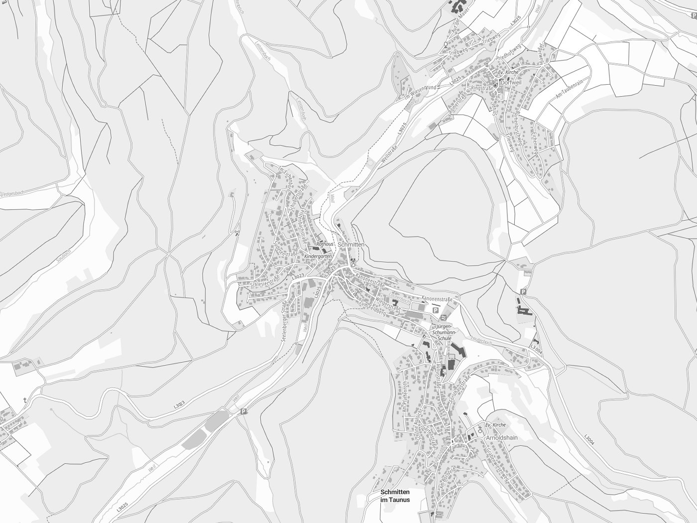 Kartenausschnitt Schmitten im Taunus mit Gewässern