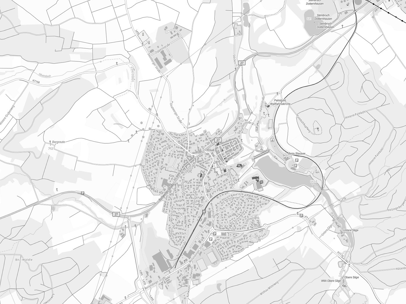 Kartenausschnitt Schömberg mit Gewässern