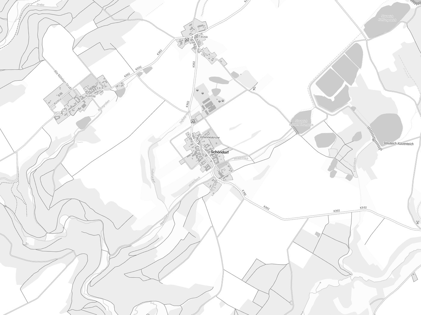 Kartenausschnitt Schöndorf mit Gewässern