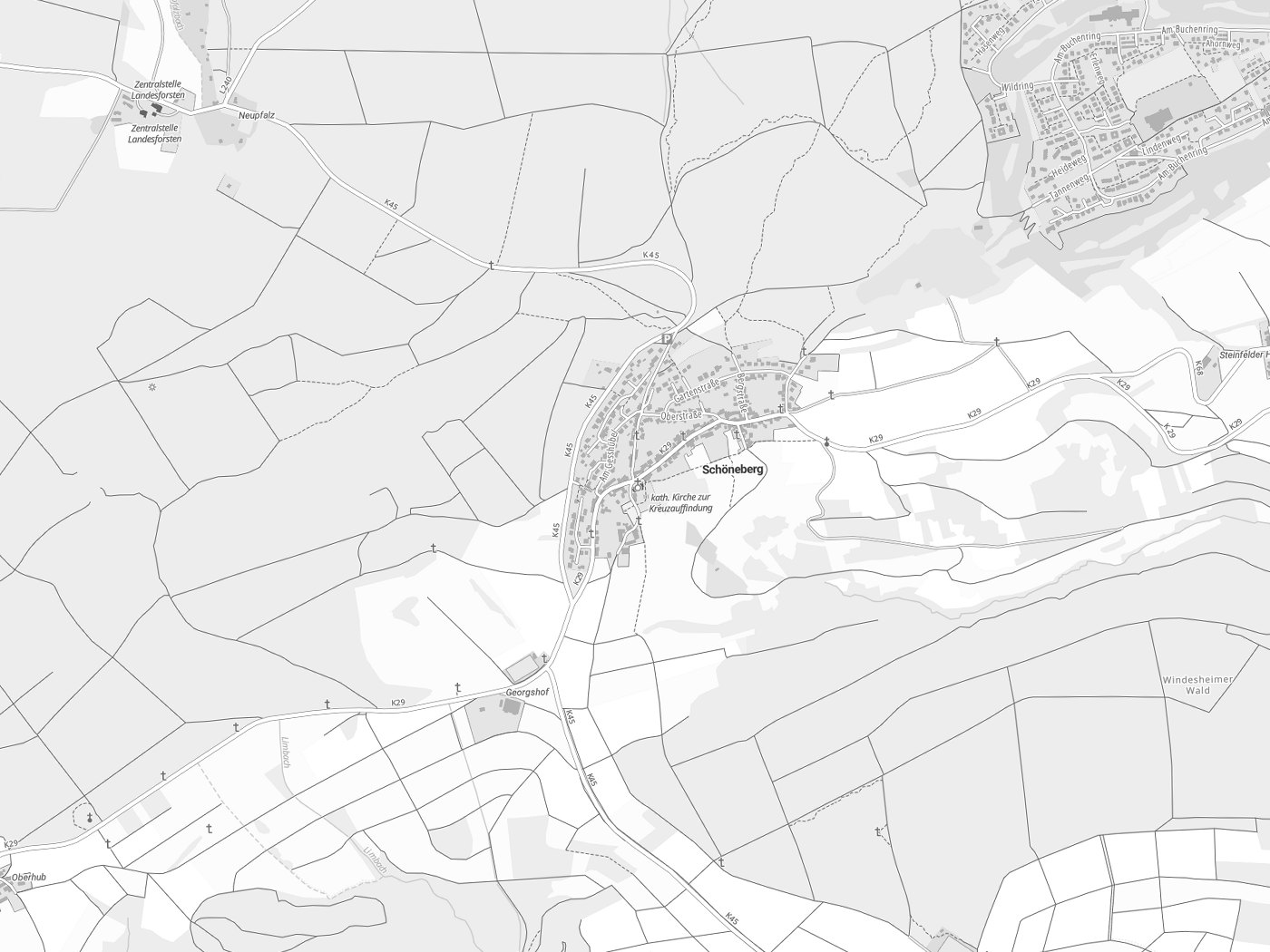 Kartenausschnitt Schöneberg mit Gewässern