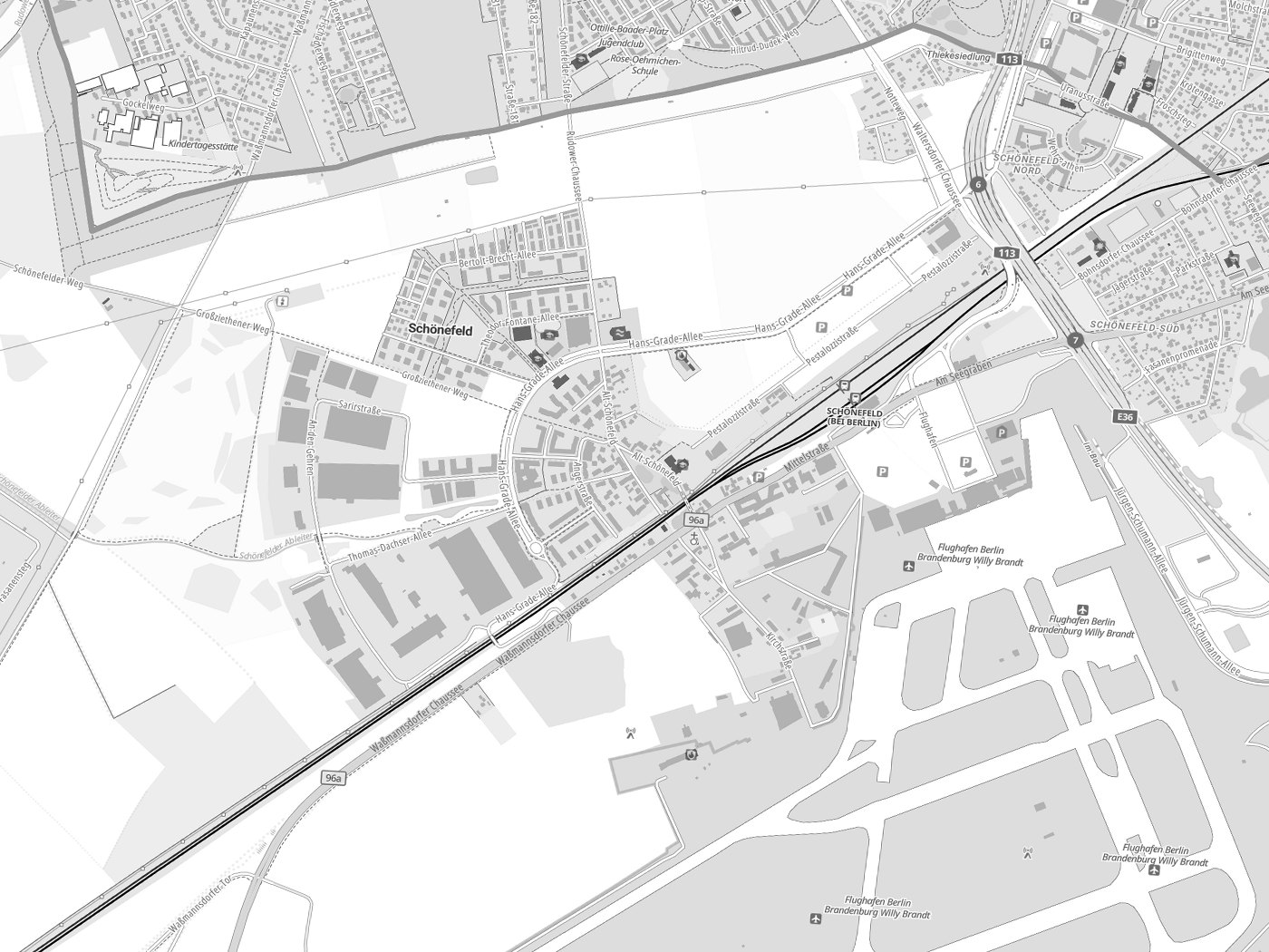 Kartenausschnitt Schönefeld mit Gewässern