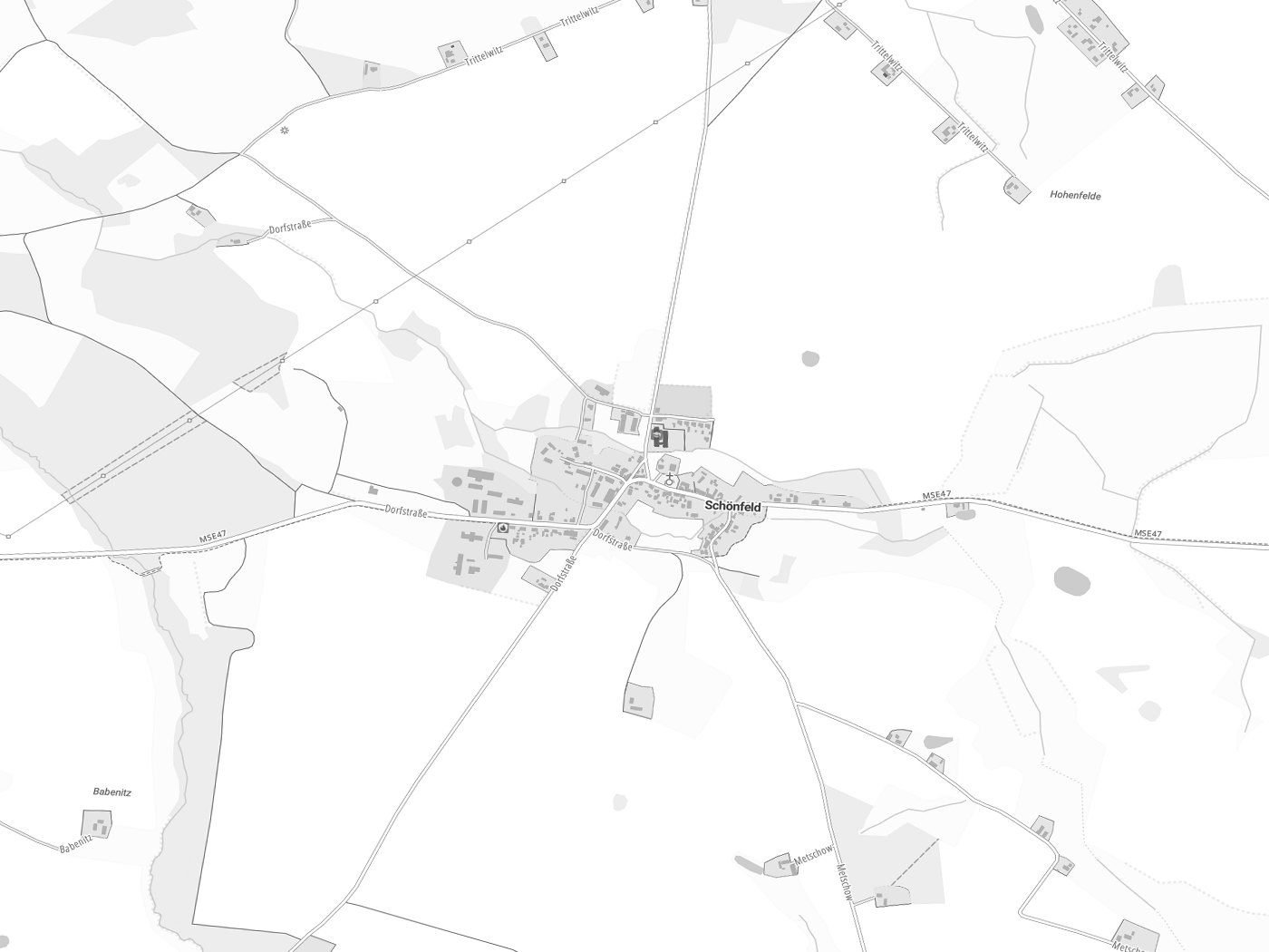 Kartenausschnitt Schönfeld mit Gewässern