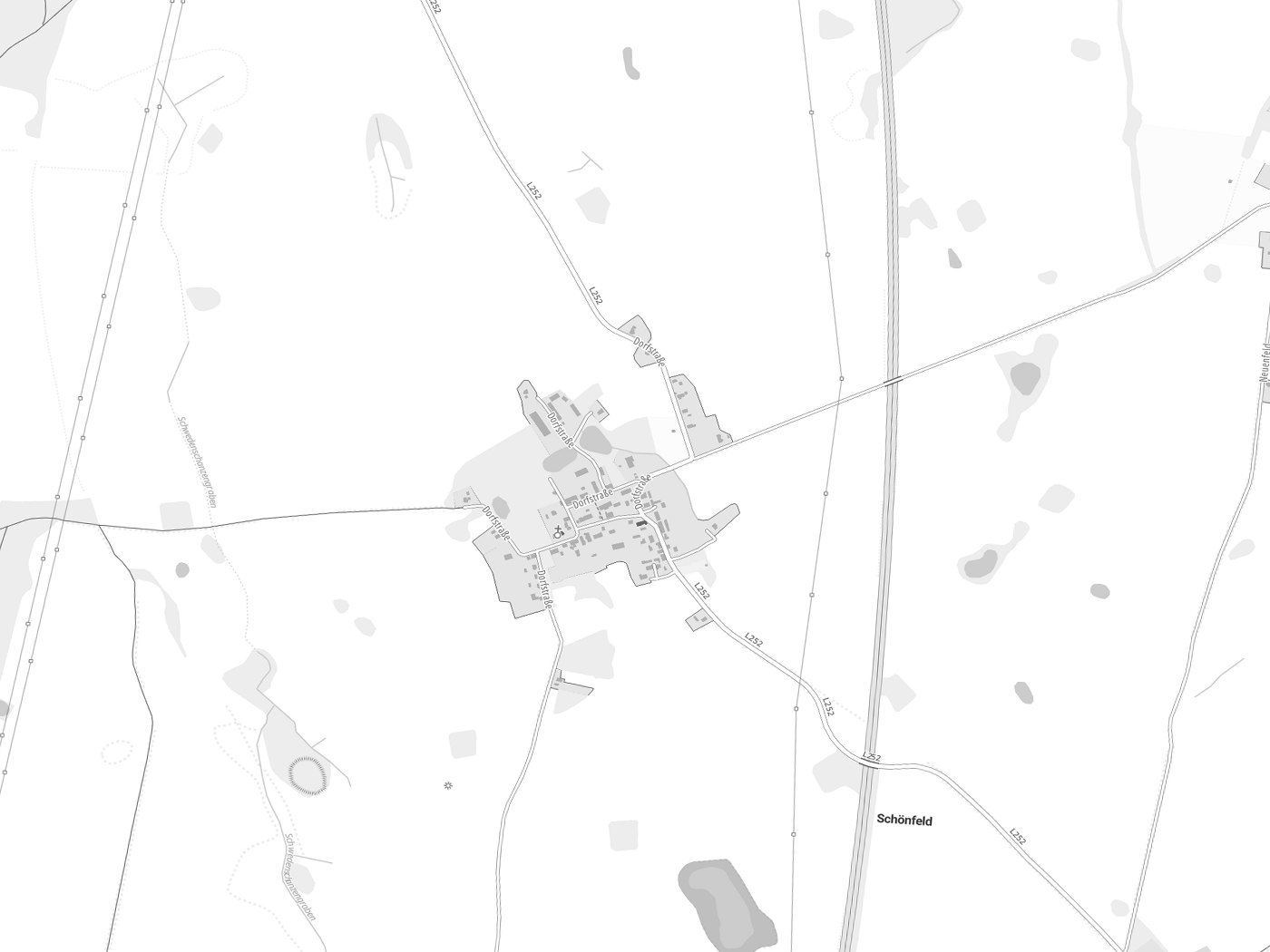 Kartenausschnitt Schönfeld mit Gewässern