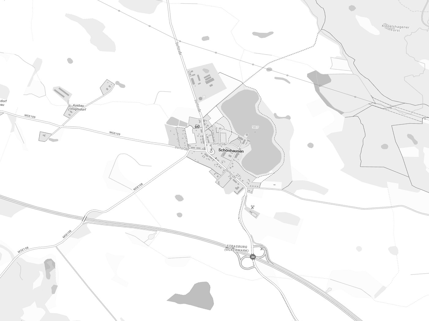 Kartenausschnitt Schönhausen mit Gewässern