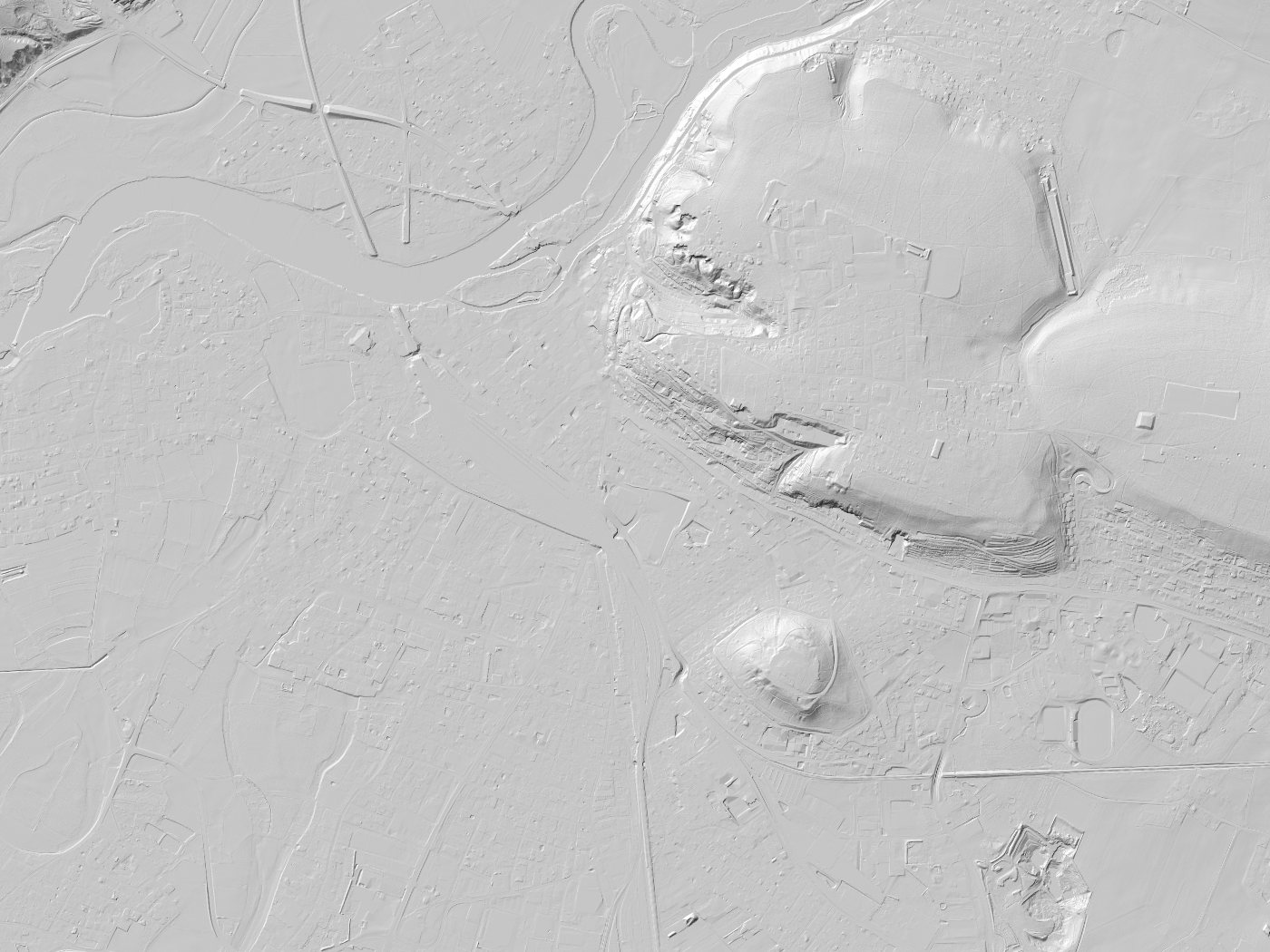 Geländeschummerung von Schwandorf in Bayern