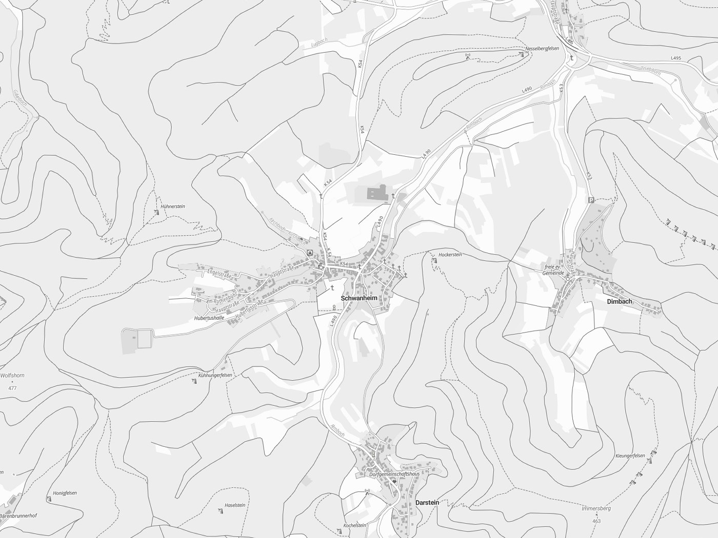 Kartenausschnitt Schwanheim mit Gewässern
