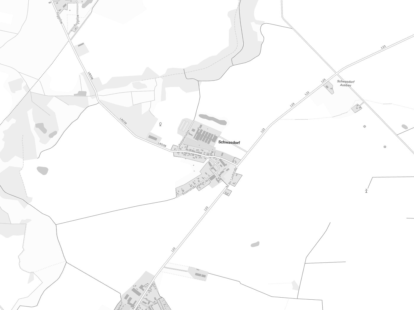 Kartenausschnitt Schwasdorf mit Gewässern
