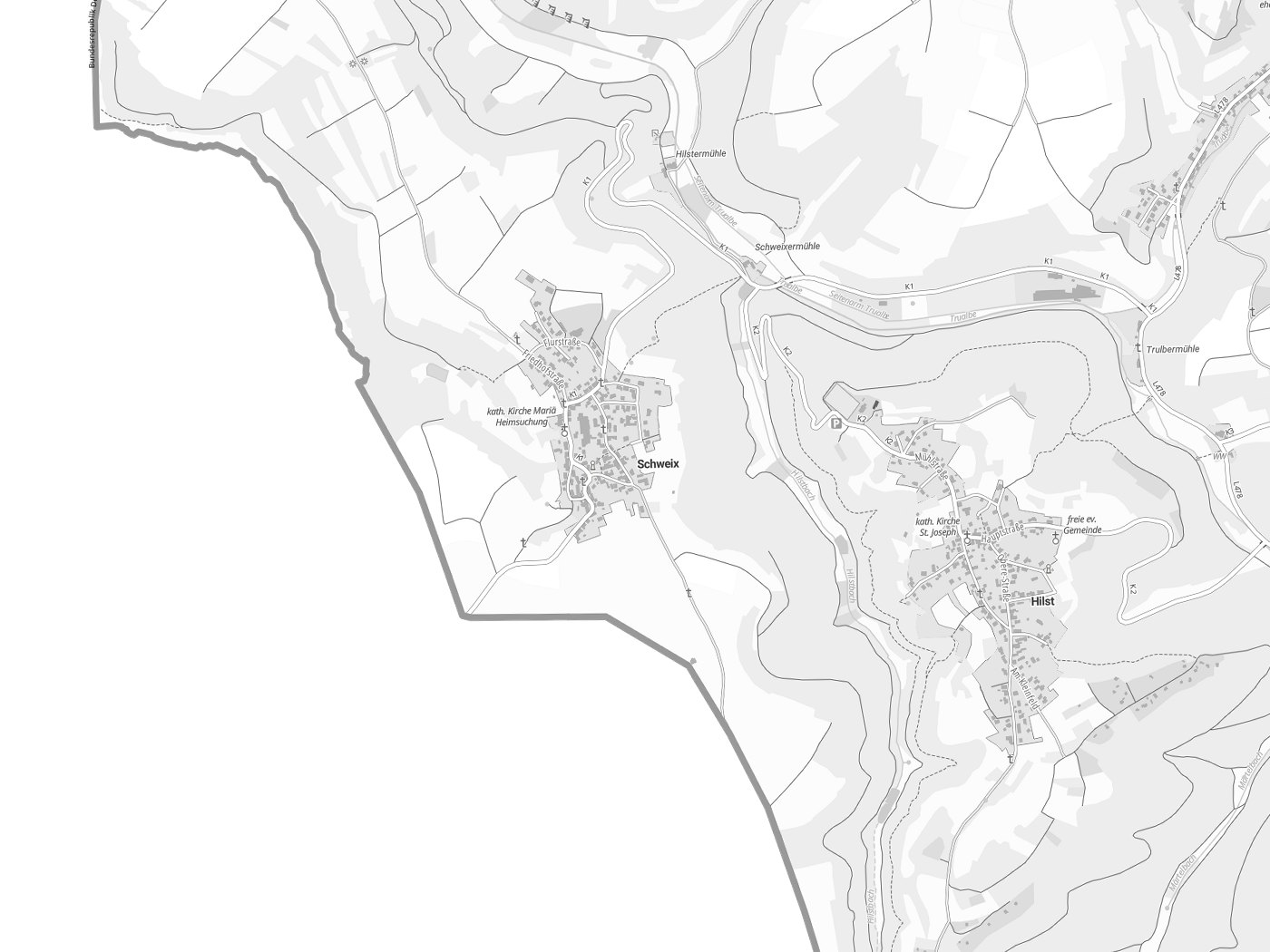Kartenausschnitt Schweix mit Gewässern