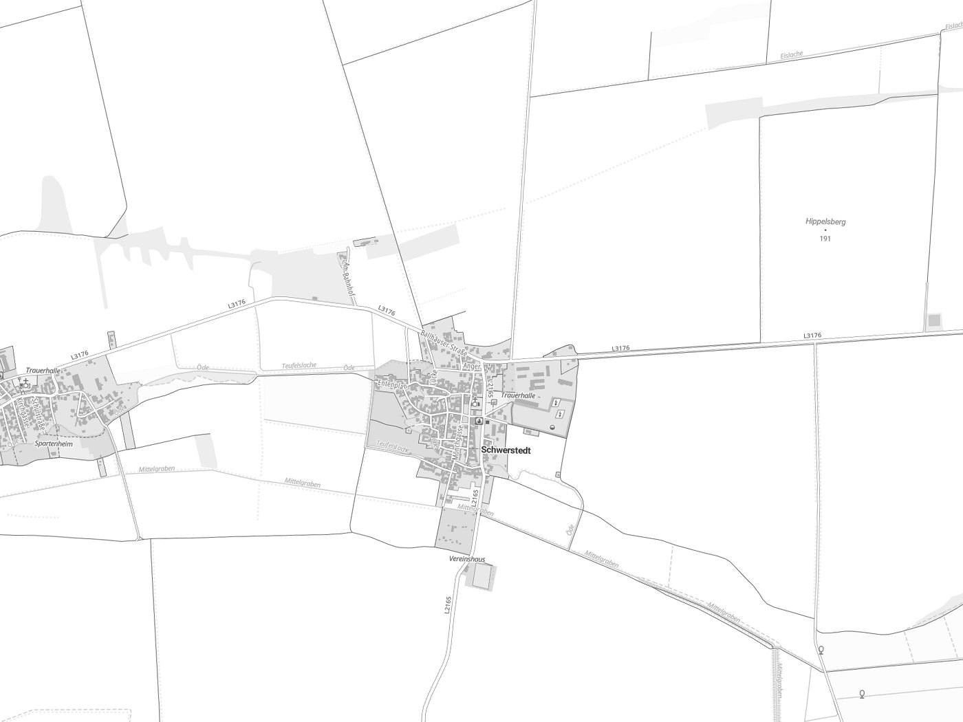 Kartenausschnitt Schwerstedt mit Gewässern