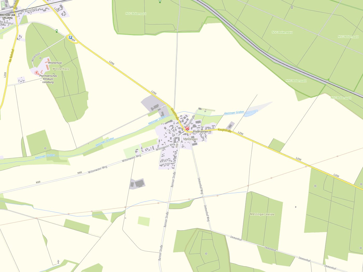 Kartenausschnitt Schwienau mit Gewässern