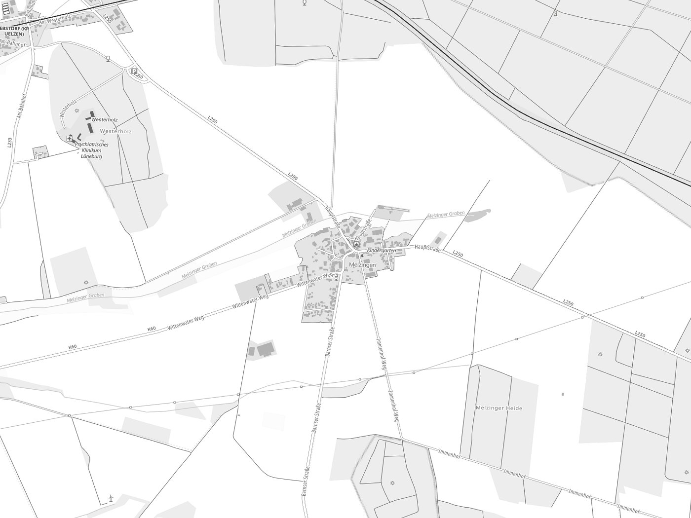 Kartenausschnitt Schwienau mit Gewässern