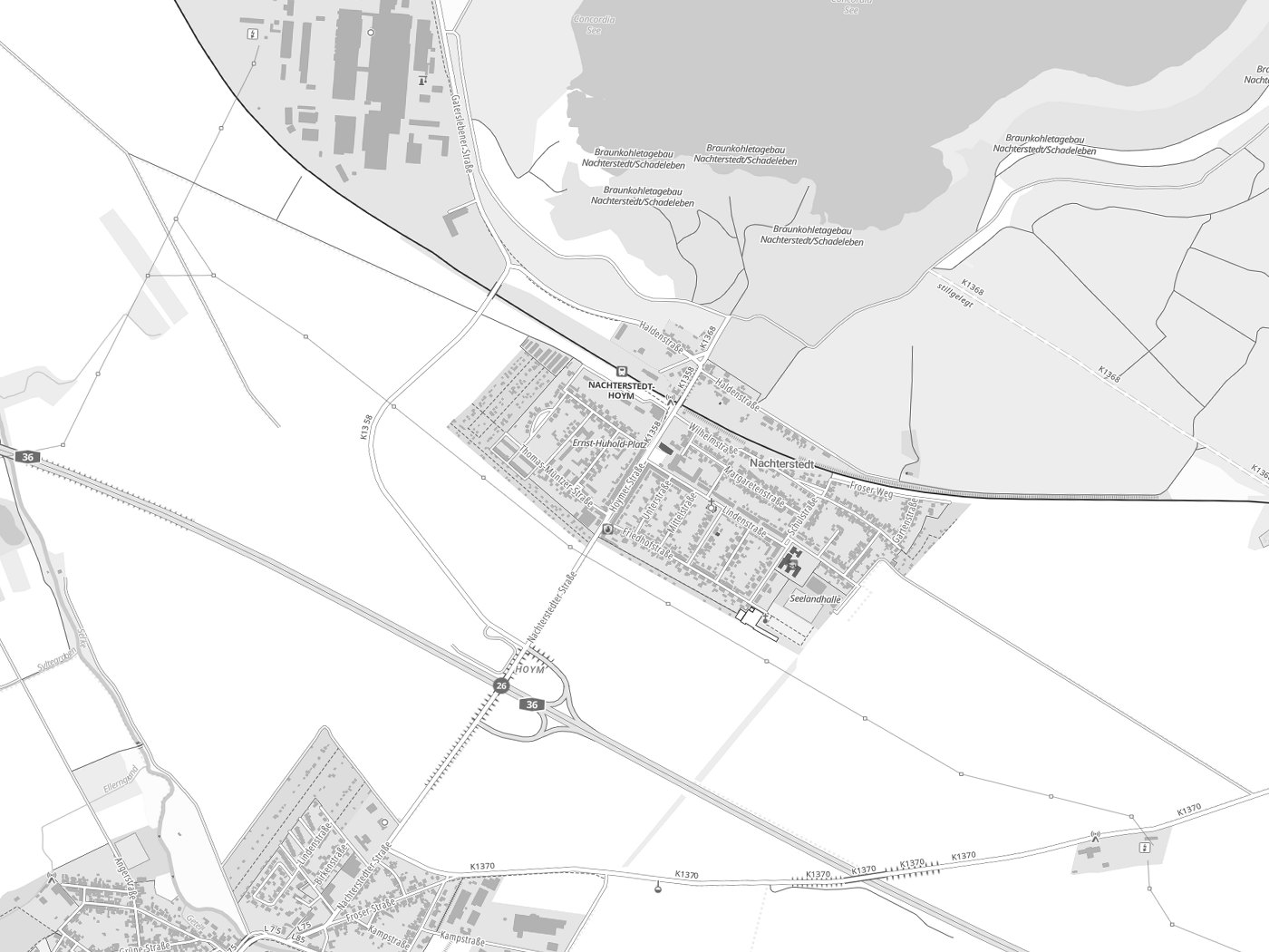 Kartenausschnitt Seeland mit Gewässern