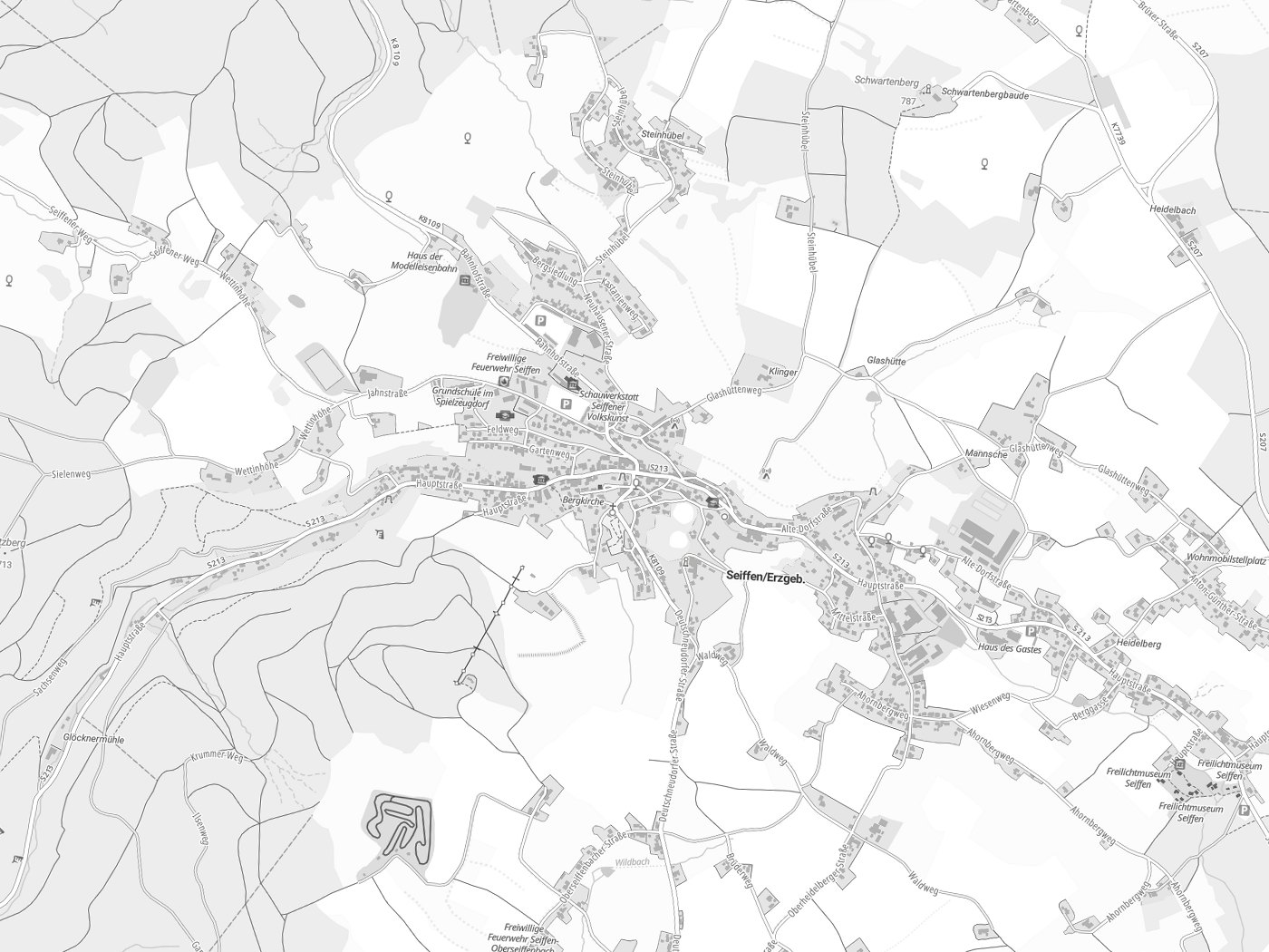 Kartenausschnitt Seiffen/Erzgeb. mit Gewässern