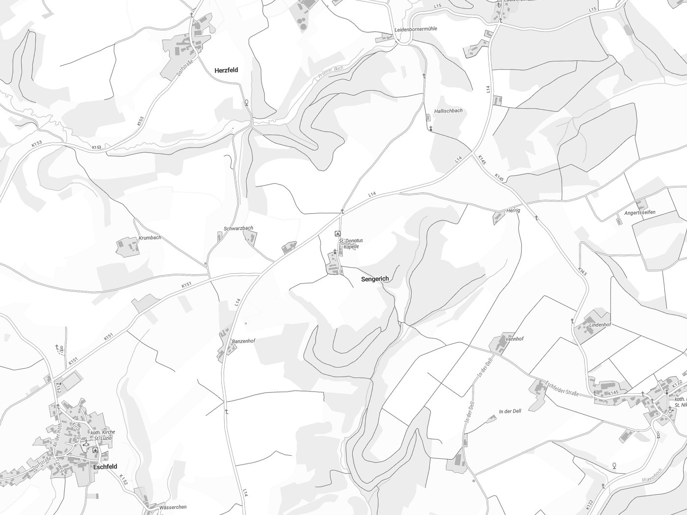 Kartenausschnitt Sengerich mit Gewässern