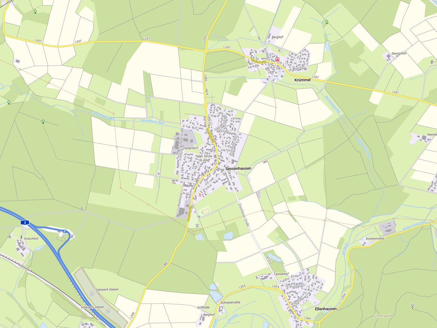 Kartenausschnitt Sessenhausen mit Gewässern
