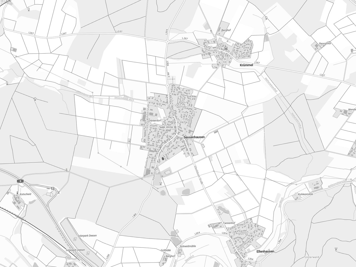 Kartenausschnitt Sessenhausen mit Gewässern