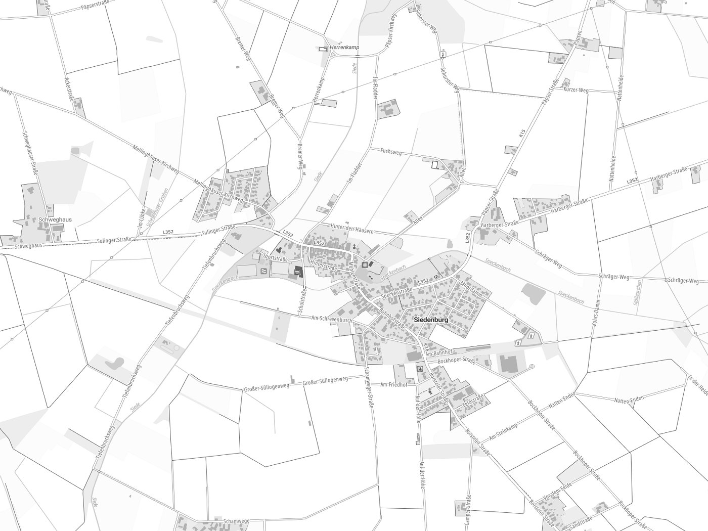 Kartenausschnitt Siedenburg mit Gewässern