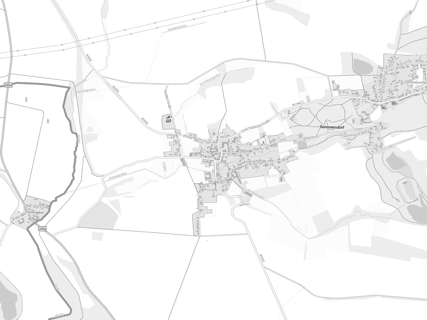 Kartenausschnitt Sommersdorf mit Gewässern