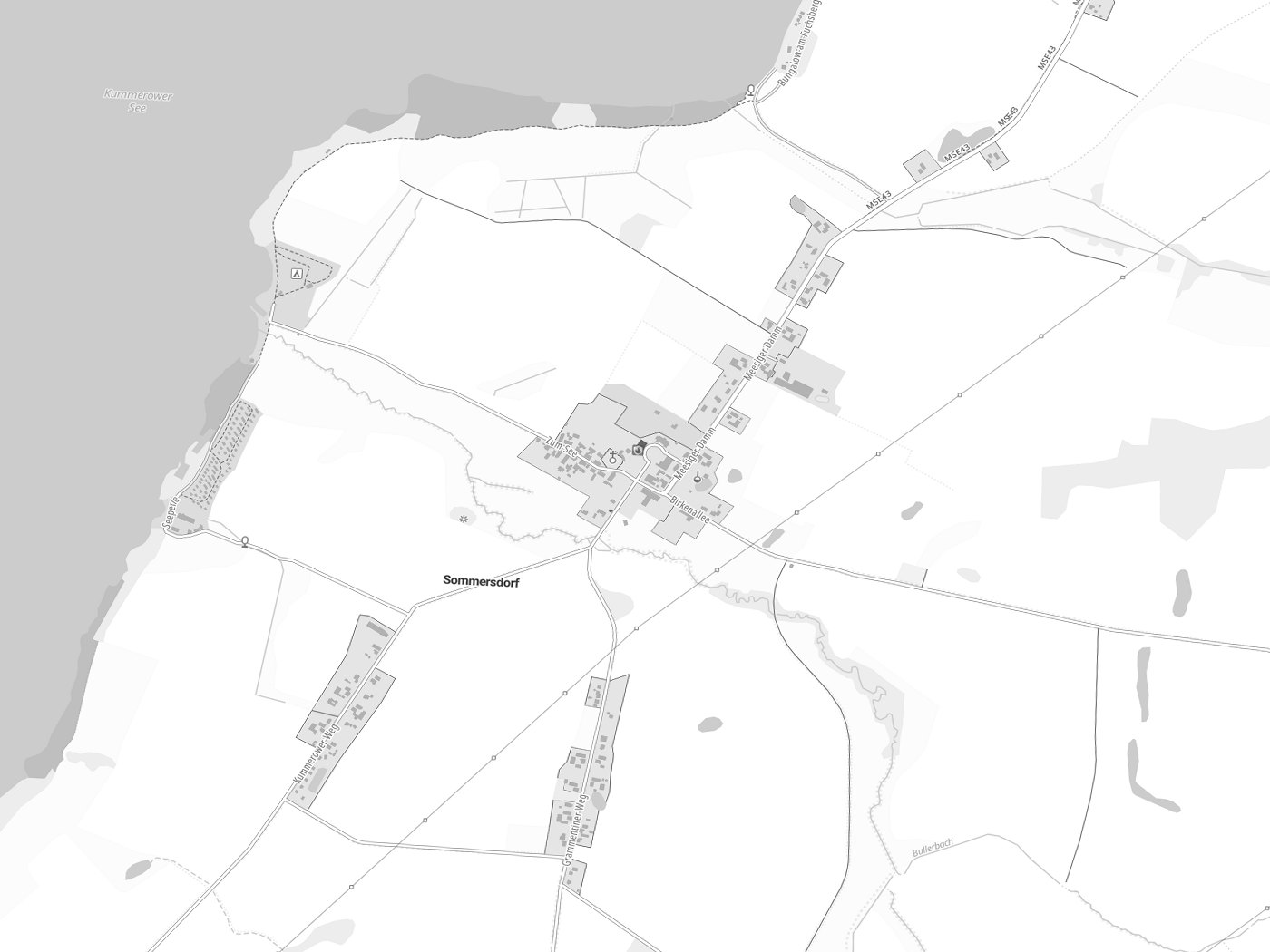 Kartenausschnitt Sommersdorf mit Gewässern
