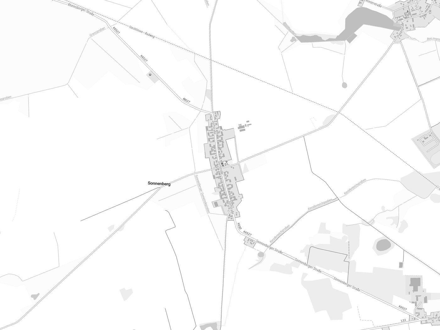 Kartenausschnitt Sonnenberg mit Gewässern