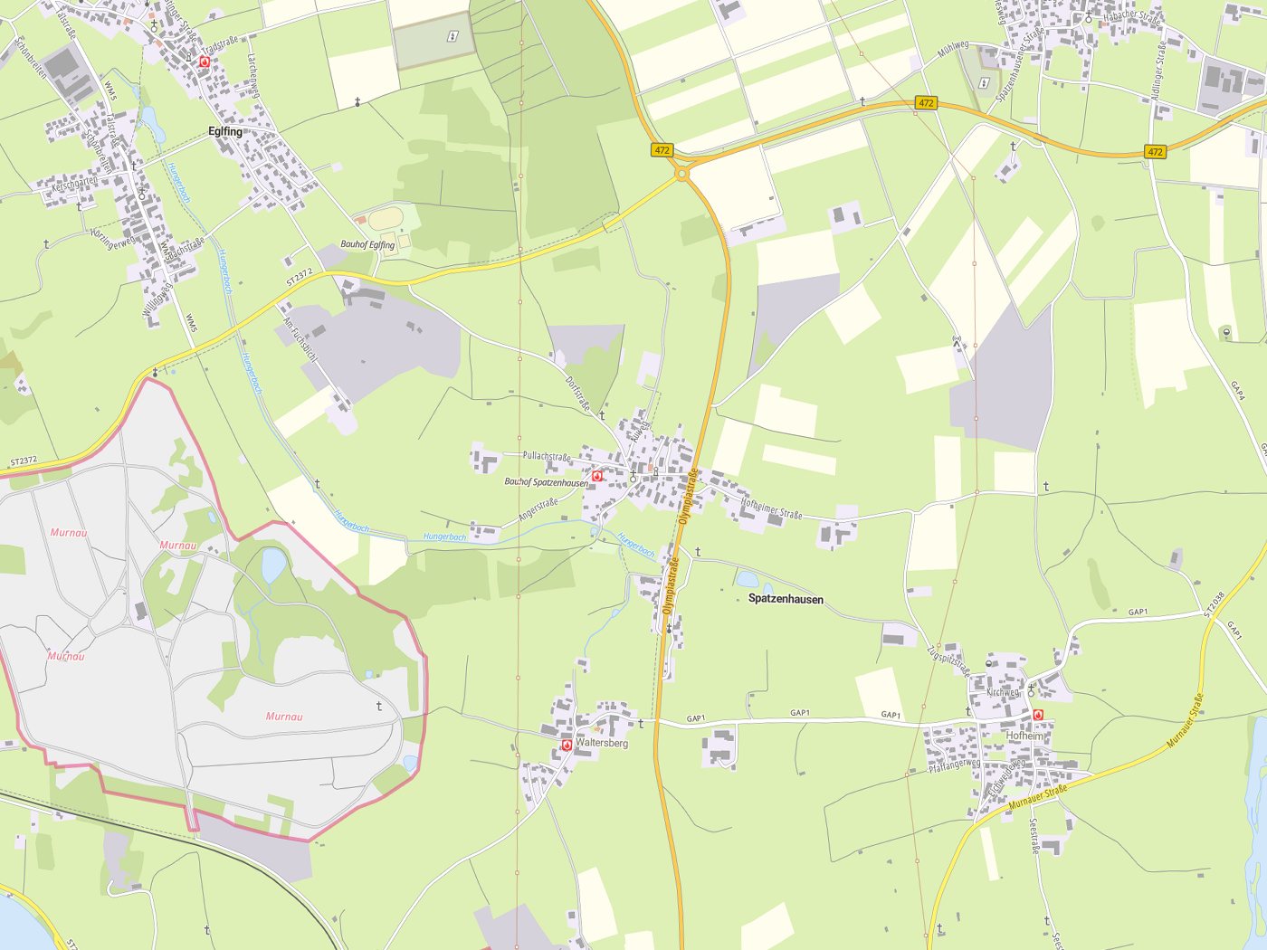 Kartenausschnitt Spatzenhausen mit Gewässern